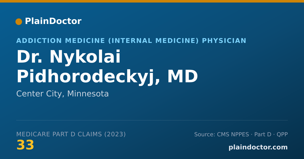 Shareable card for Nykolai Pidhorodeckyj, MD - Addiction Medicine (Internal Medicine) Physician, Center City, MN