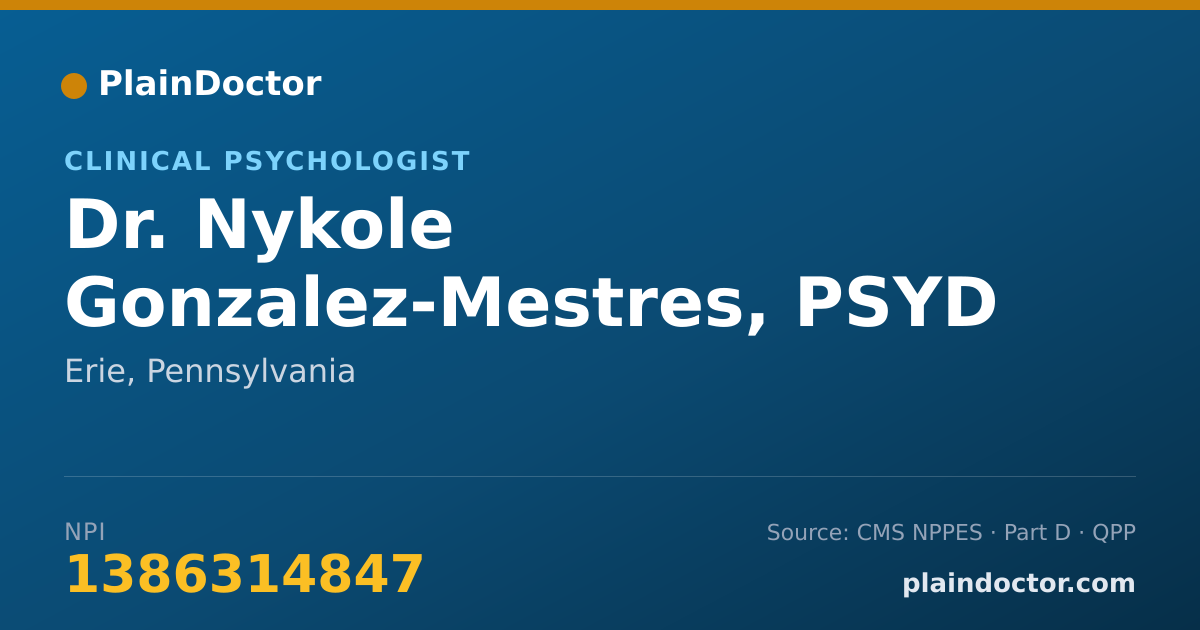 Shareable card for Nykole Gonzalez-Mestres, PSYD - Clinical Psychologist, Erie, PA