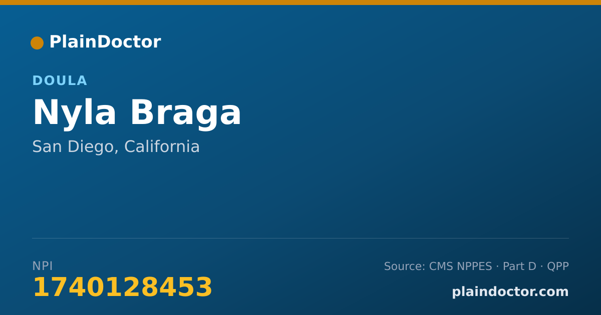 Shareable card for Nyla Braga - Doula, San Diego, CA