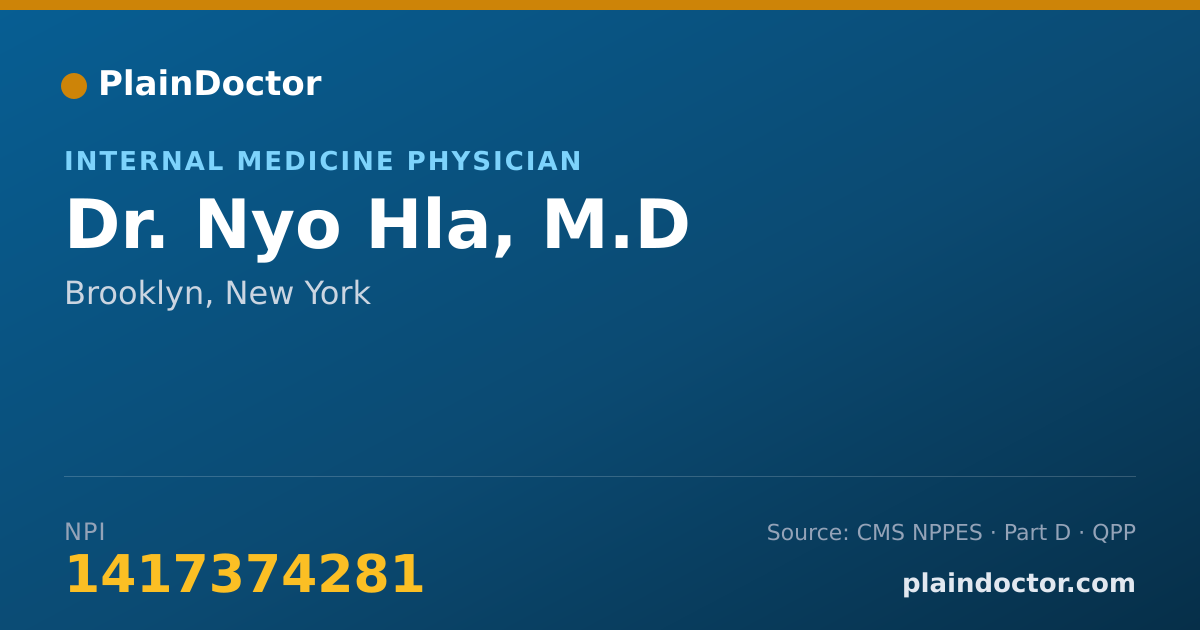 Shareable card for Nyo Hla, M.D - Internal Medicine Physician, Brooklyn, NY