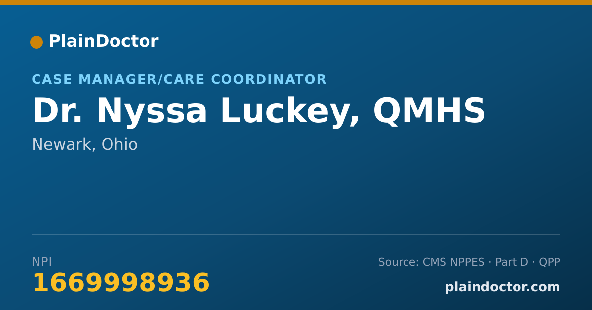 Shareable card for Nyssa Luckey, QMHS - Case Manager/Care Coordinator, Newark, OH