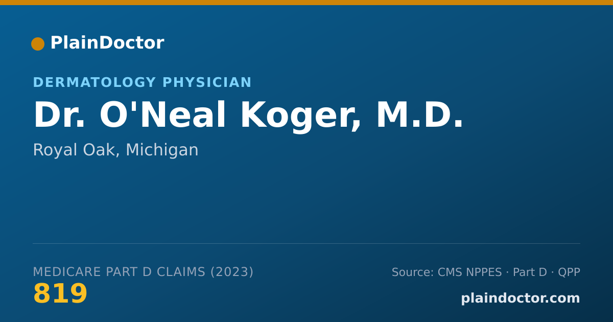 Shareable card for O'Neal Koger, M.D. - Dermatology Physician, Royal Oak, MI