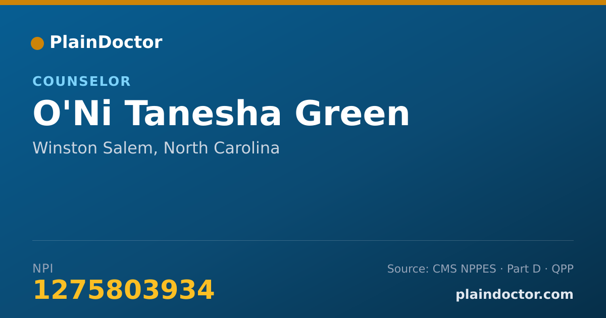 Shareable card for O'Ni Tanesha Green - Counselor, Winston Salem, NC