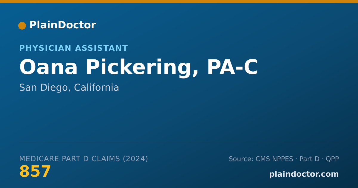 Shareable card for Oana Pickering, PA-C - Physician Assistant, San Diego, CA