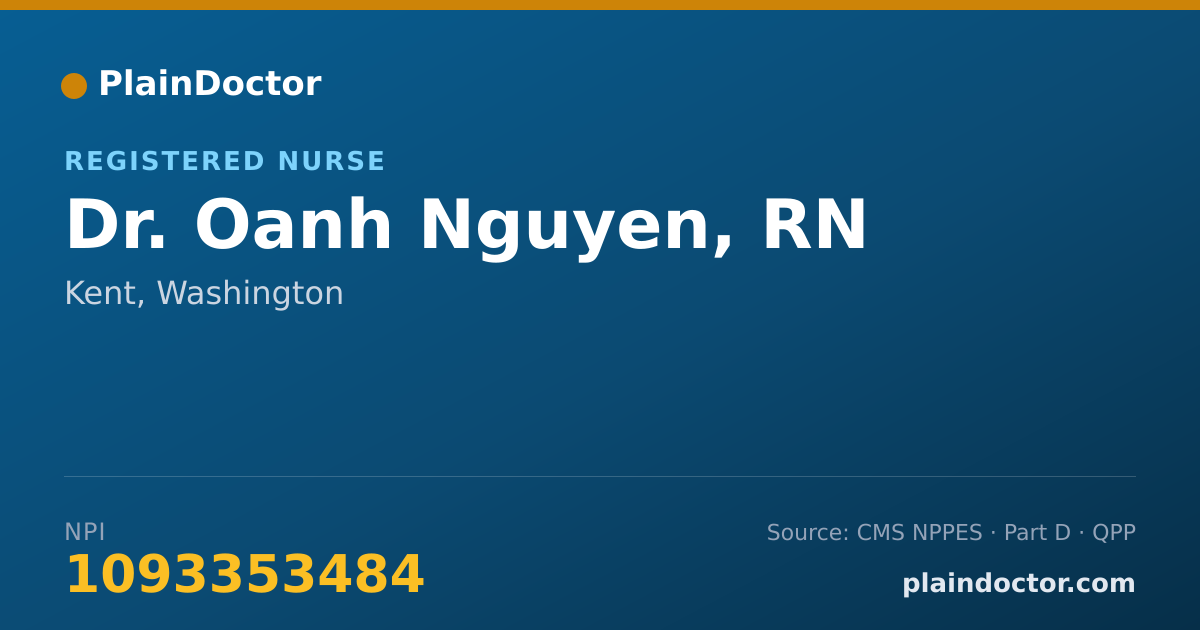 Shareable card for Oanh Nguyen, RN - Registered Nurse, Kent, WA