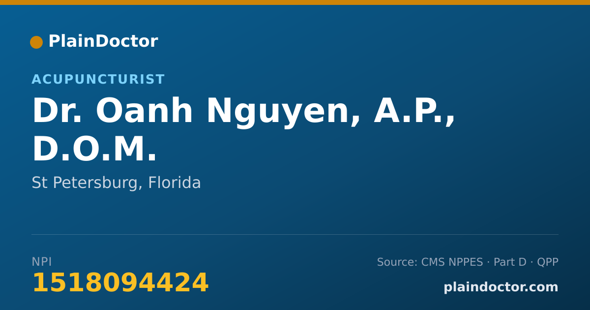 Shareable card for Oanh Nguyen, A.P., D.O.M. - Acupuncturist, St Petersburg, FL