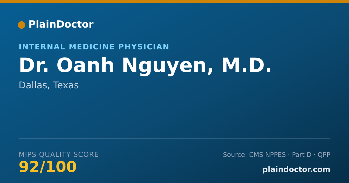 Shareable card for Oanh Nguyen, M.D. - Internal Medicine Physician, Dallas, TX
