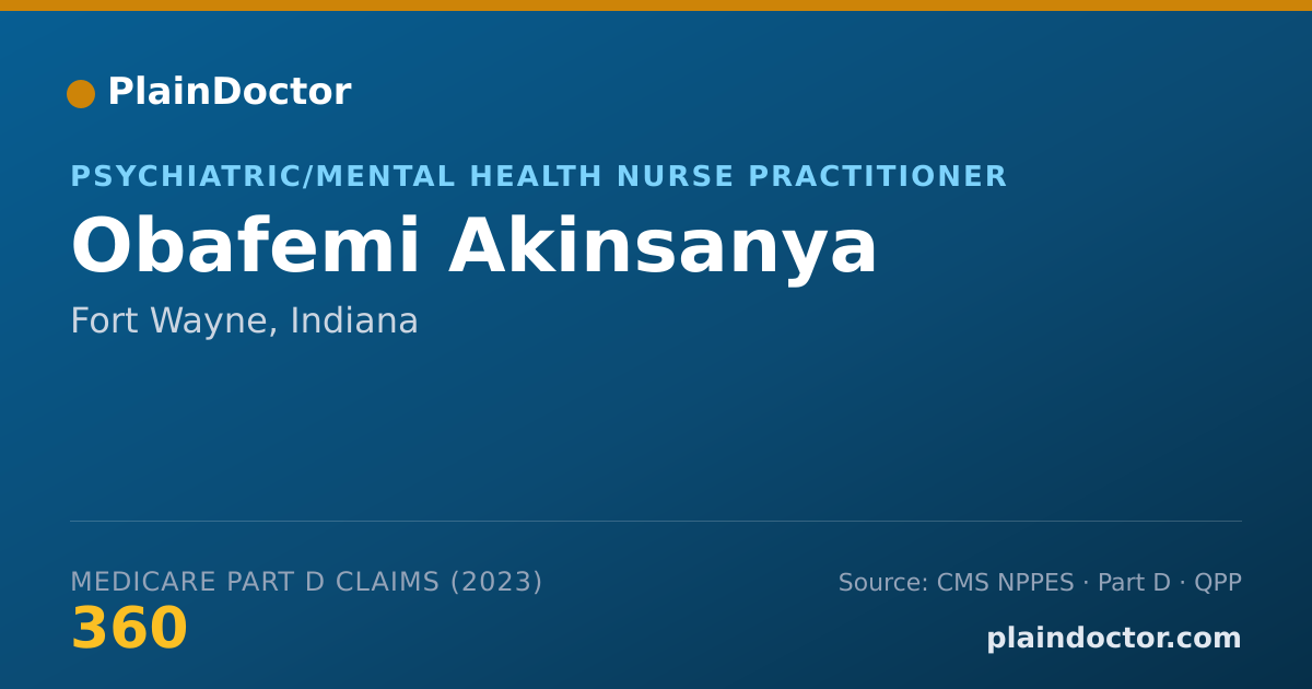Shareable card for Obafemi Akinsanya - Psychiatric/Mental Health Nurse Practitioner, Fort Wayne, IN