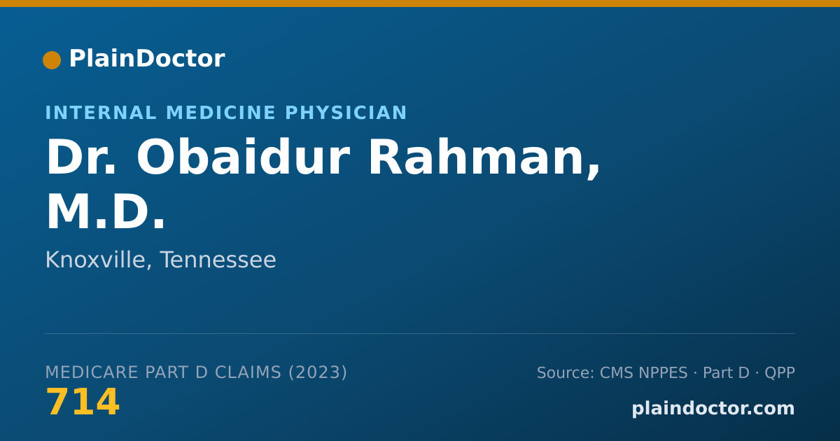 Shareable card for Obaidur Rahman, M.D. - Internal Medicine Physician, Knoxville, TN