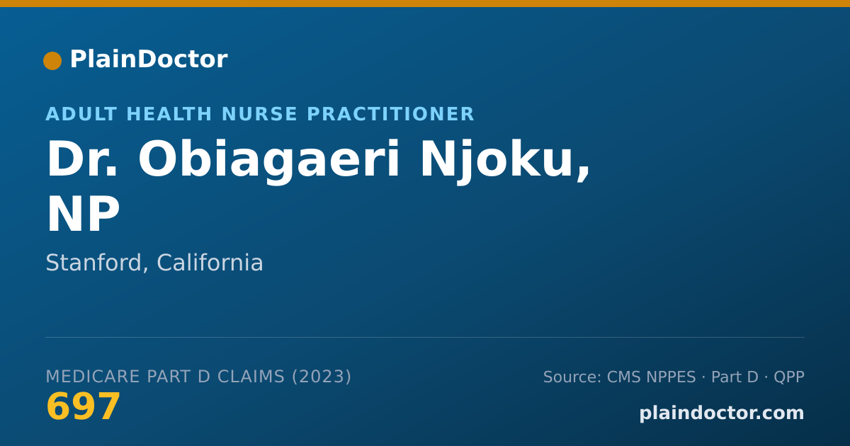 Shareable card for Obiagaeri Njoku, NP - Adult Health Nurse Practitioner, Stanford, CA