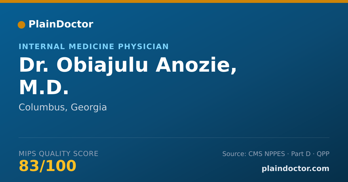 Shareable card for Obiajulu Anozie, M.D. - Internal Medicine Physician, Columbus, GA