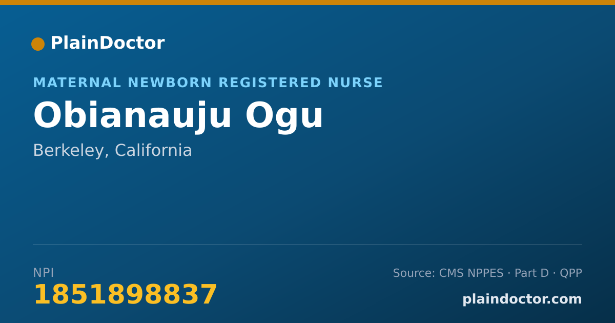 Shareable card for Obianauju Ogu - Maternal Newborn Registered Nurse, Berkeley, CA