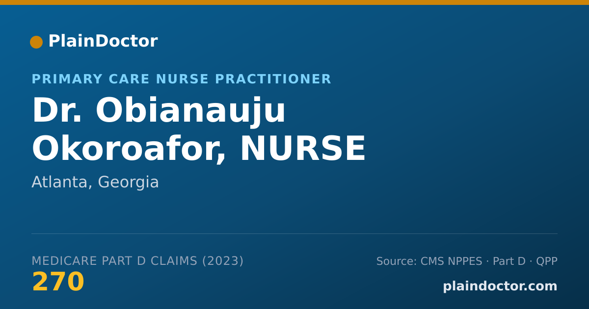Shareable card for Obianauju Okoroafor, NURSE PRACTITIONER - Primary Care Nurse Practitioner, Atlanta, GA