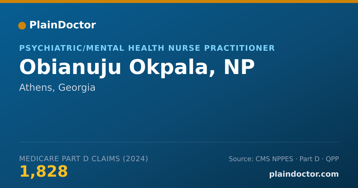 Shareable card for Obianuju Okpala, NP - Psychiatric/Mental Health Nurse Practitioner, Athens, GA