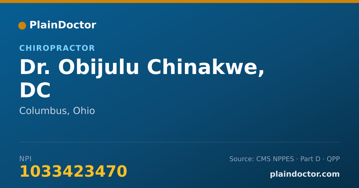 Shareable card for Obijulu Chinakwe, DC - Chiropractor, Columbus, OH