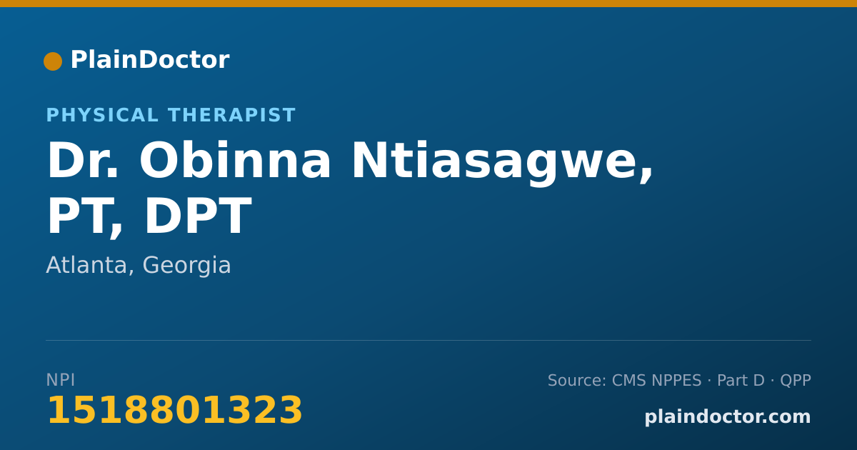 Shareable card for Obinna Ntiasagwe, PT, DPT - Physical Therapist, Atlanta, GA