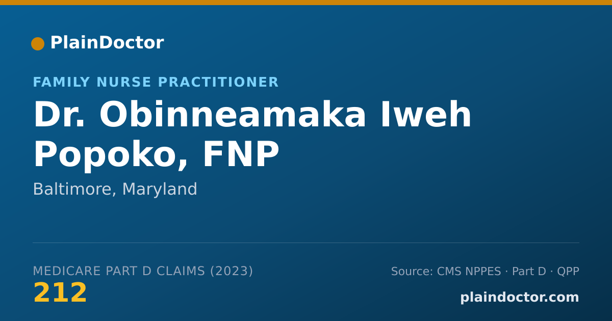 Shareable card for Obinneamaka Iweh Popoko, FNP - Family Nurse Practitioner, Baltimore, MD