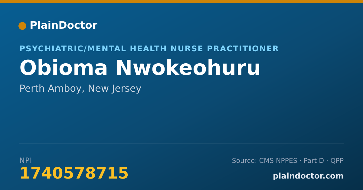 Shareable card for Obioma Nwokeohuru - Psychiatric/Mental Health Nurse Practitioner, Perth Amboy, NJ