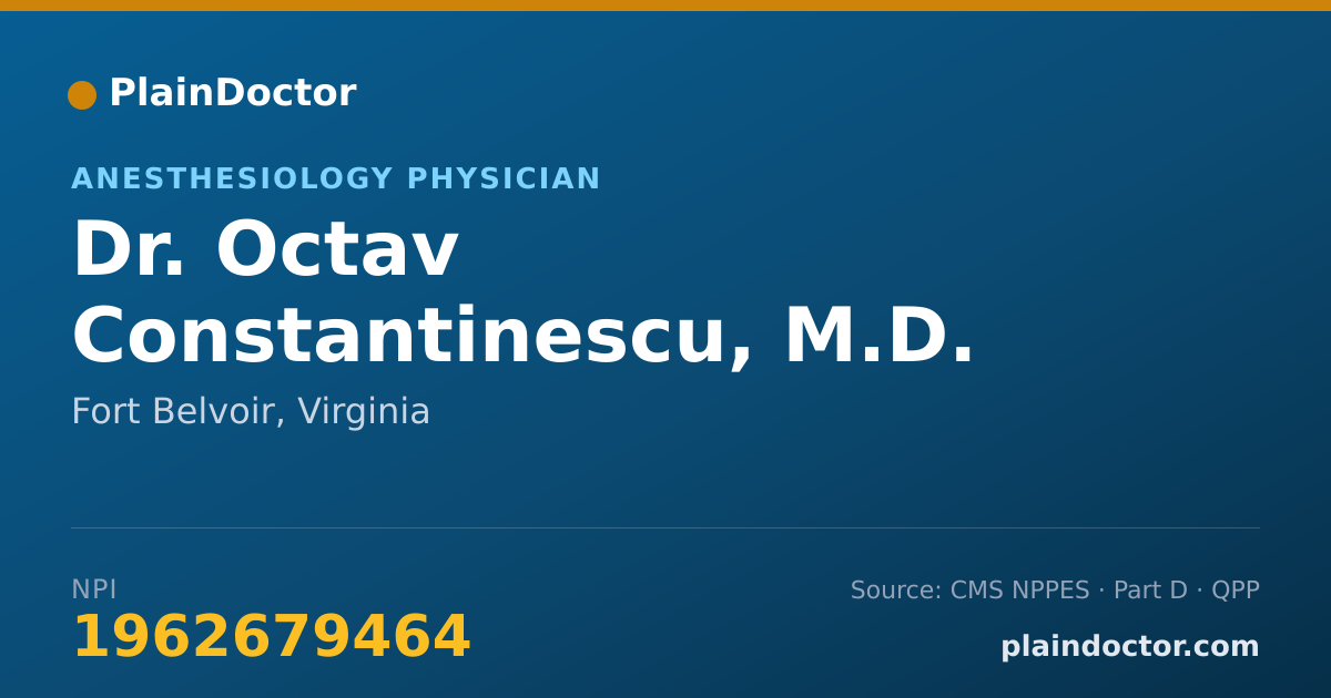 Shareable card for Octav Constantinescu, M.D. - Anesthesiology Physician, Fort Belvoir, VA