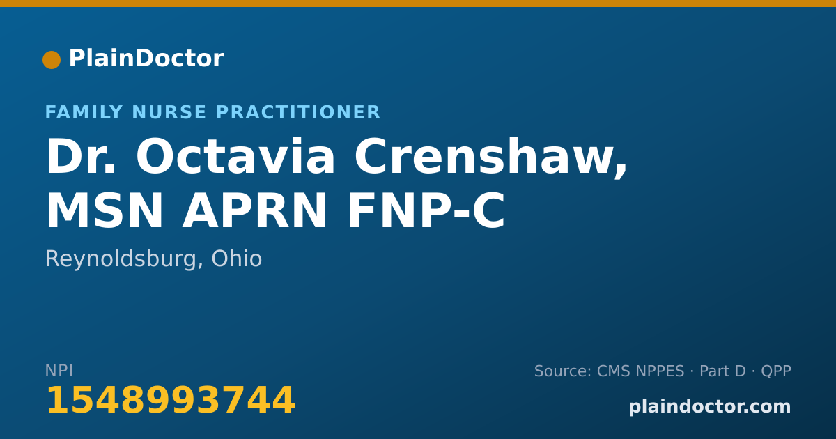 Shareable card for Octavia Crenshaw, MSN APRN FNP-C - Family Nurse Practitioner, Reynoldsburg, OH