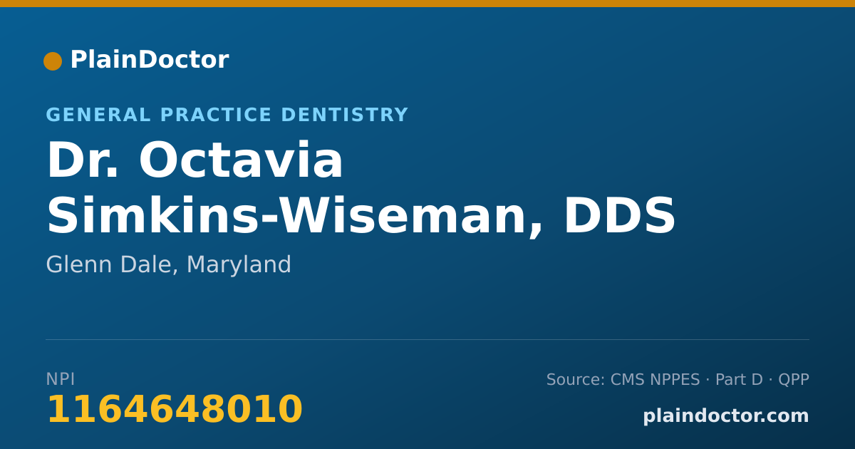 Shareable card for Octavia Simkins-Wiseman, DDS - General Practice Dentistry, Glenn Dale, MD