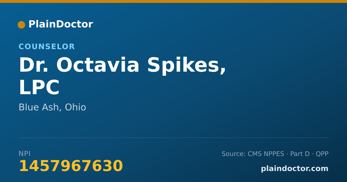 Shareable card for Octavia Spikes, LPC - Counselor, Blue Ash, OH