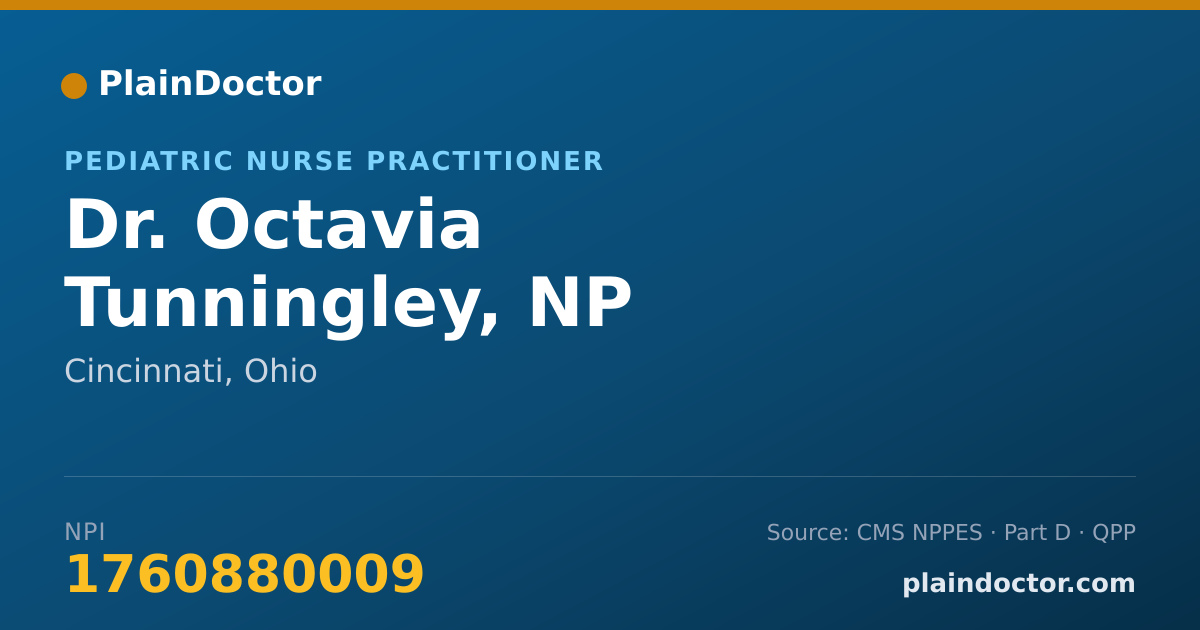 Shareable card for Octavia Tunningley, NP - Pediatric Nurse Practitioner, Cincinnati, OH