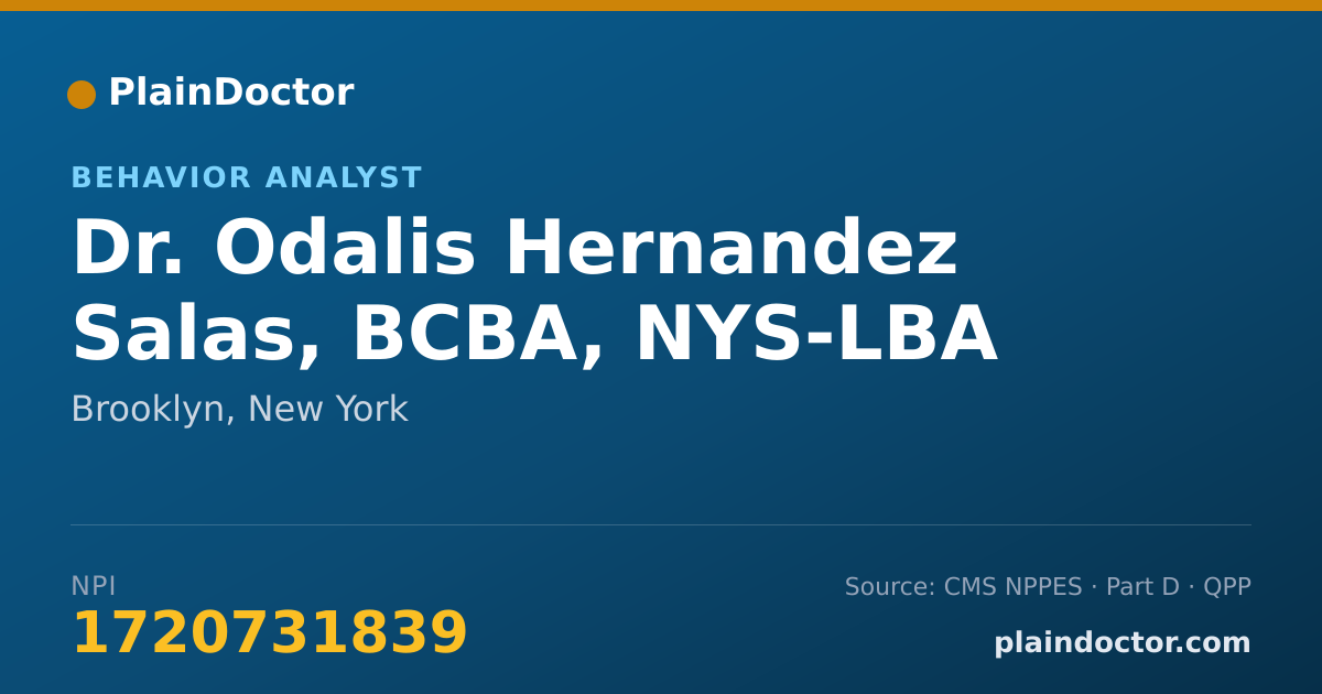 Shareable card for Odalis Hernandez Salas, BCBA, NYS-LBA - Behavior Analyst, Brooklyn, NY