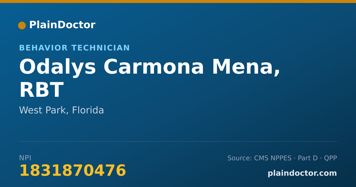 Shareable card for Odalys Carmona Mena, RBT - Behavior Technician, West Park, FL