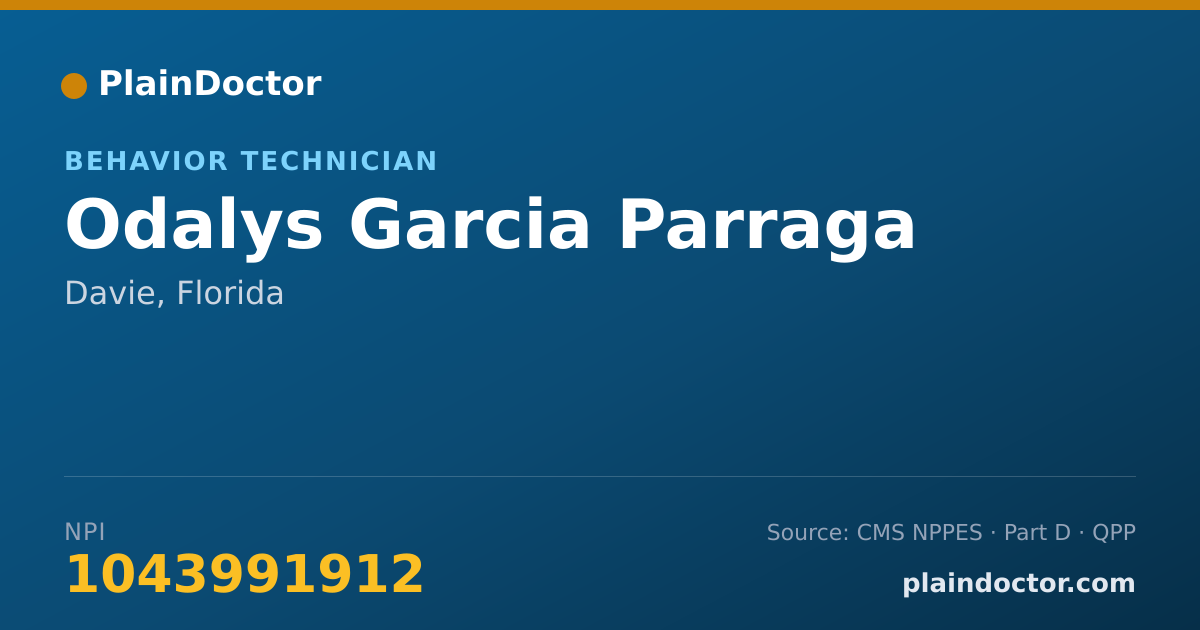 Shareable card for Odalys Garcia Parraga - Behavior Technician, Davie, FL
