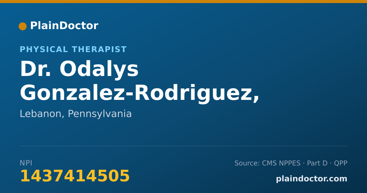 Shareable card for Odalys Gonzalez-Rodriguez, MSPT - Physical Therapist, Lebanon, PA