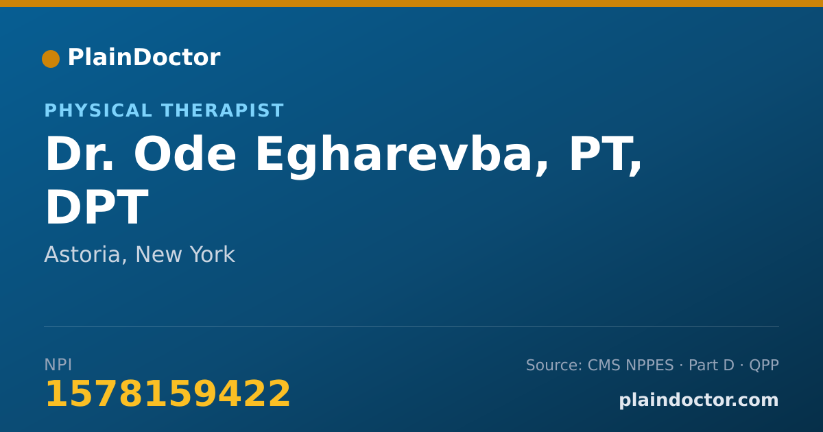 Shareable card for Ode Egharevba, PT, DPT - Physical Therapist, Astoria, NY