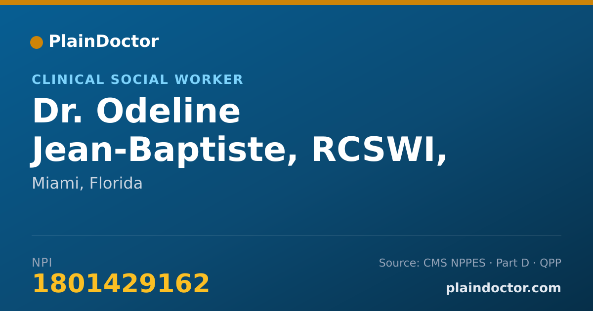 Shareable card for Odeline Jean-Baptiste, RCSWI, MSW - Clinical Social Worker, Miami, FL