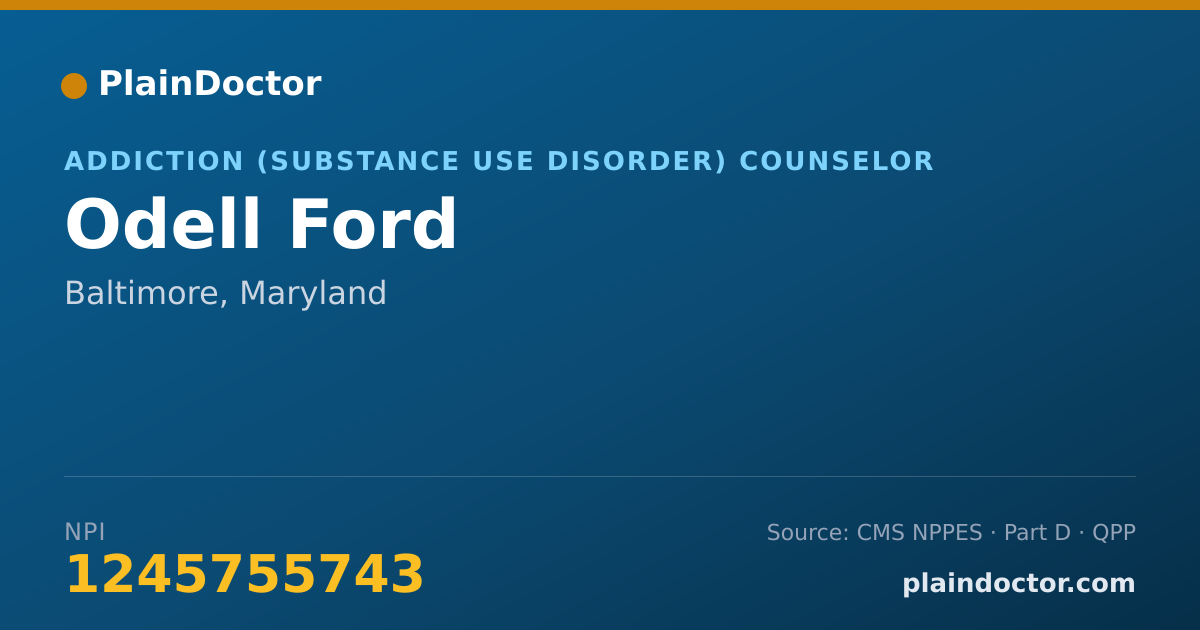 Shareable card for Odell Ford - Addiction (Substance Use Disorder) Counselor, Baltimore, MD