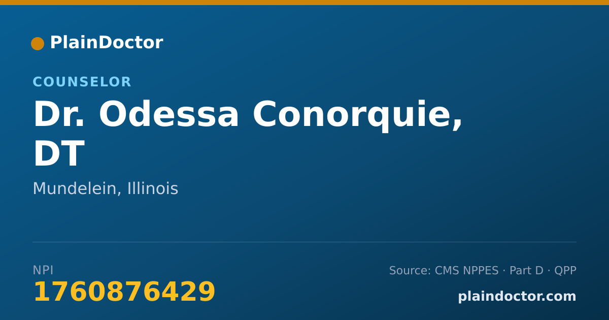 Shareable card for Odessa Conorquie, DT - Counselor, Mundelein, IL