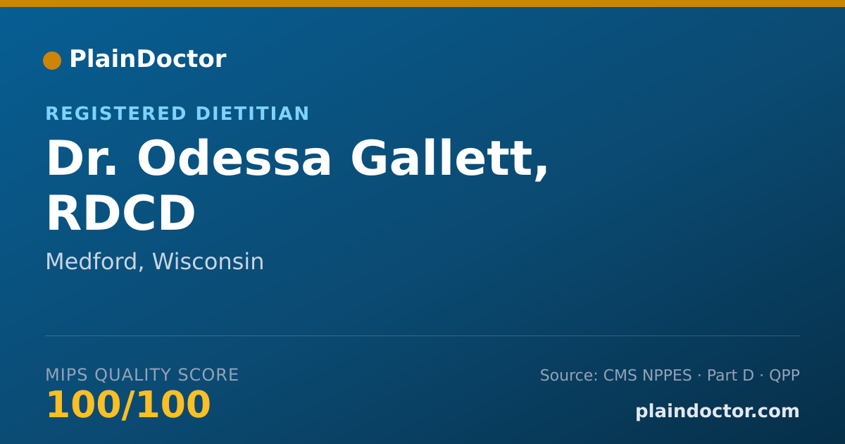 Shareable card for Odessa Gallett, RDCD - Registered Dietitian, Medford, WI