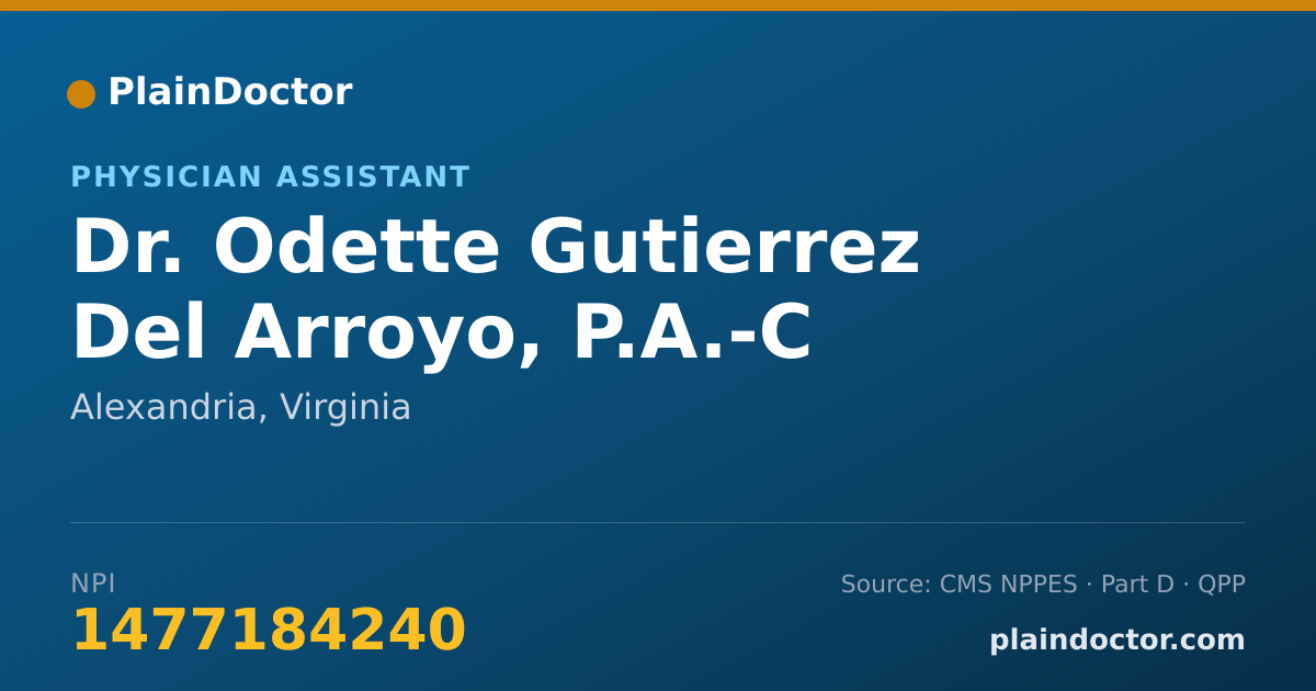 Shareable card for Odette Gutierrez Del Arroyo, P.A.-C - Physician Assistant, Alexandria, VA