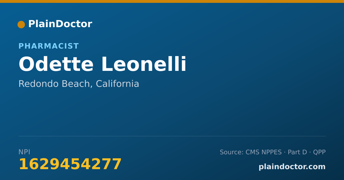Shareable card for Odette Leonelli - Pharmacist, Redondo Beach, CA