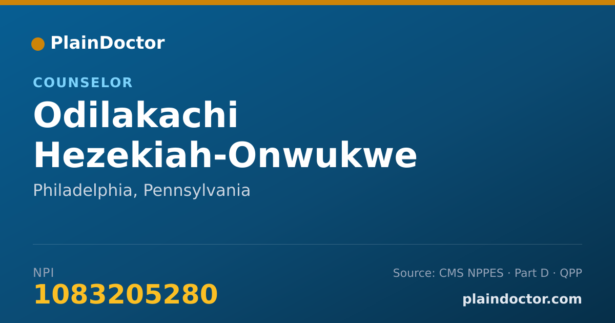 Shareable card for Odilakachi Hezekiah-Onwukwe - Counselor, Philadelphia, PA