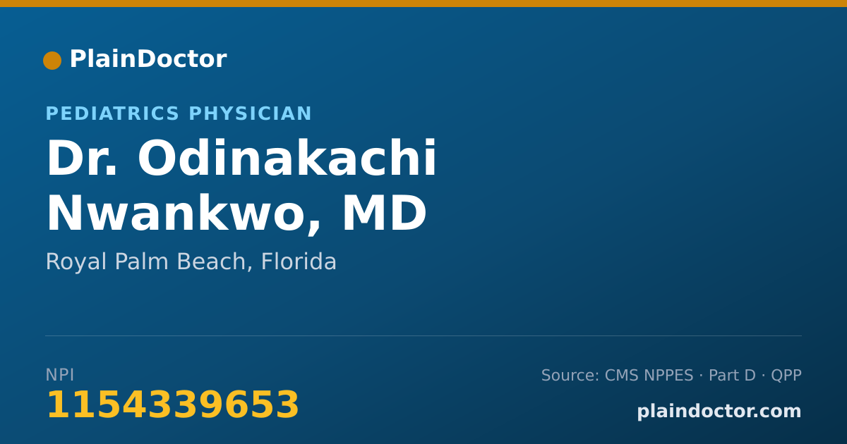 Shareable card for Odinakachi Nwankwo, MD - Pediatrics Physician, Royal Palm Beach, FL