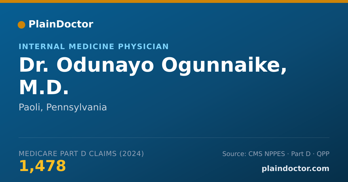 Shareable card for Odunayo Ogunnaike, M.D. - Internal Medicine Physician, Paoli, PA