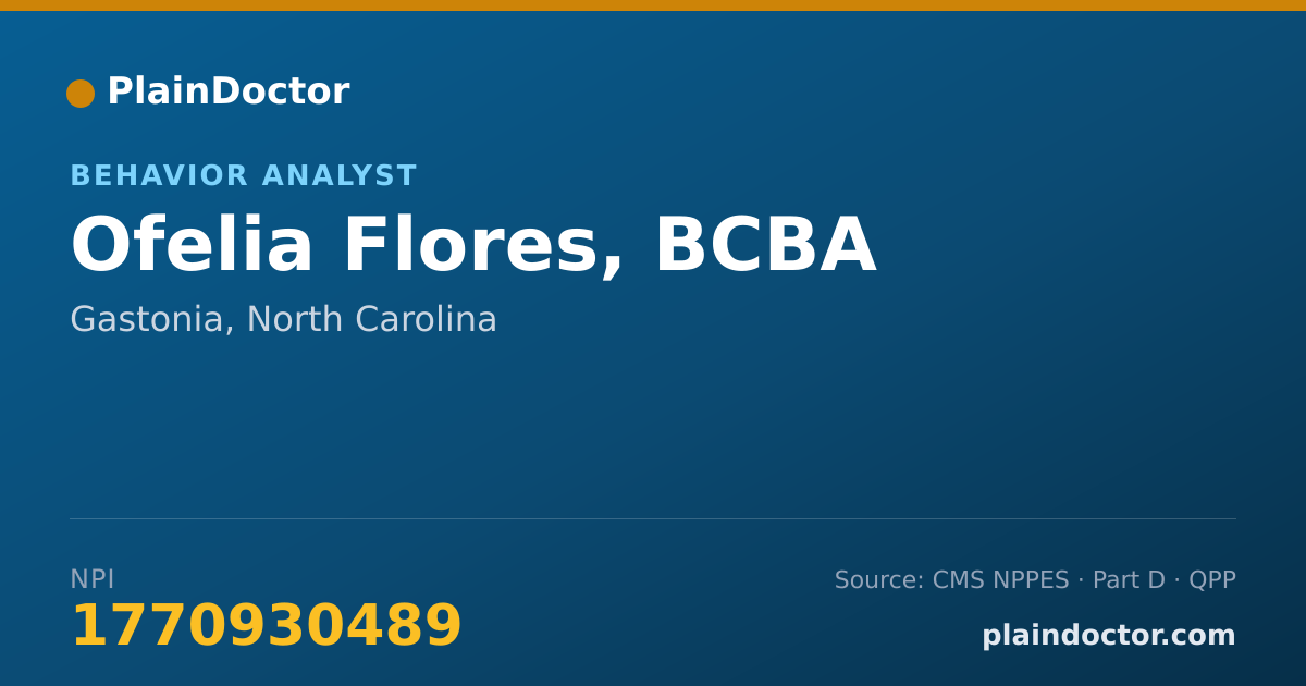 Shareable card for Ofelia Flores, BCBA - Behavior Analyst, Gastonia, NC