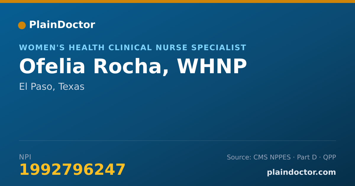Shareable card for Ofelia Rocha, WHNP - Women's Health Clinical Nurse Specialist, El Paso, TX