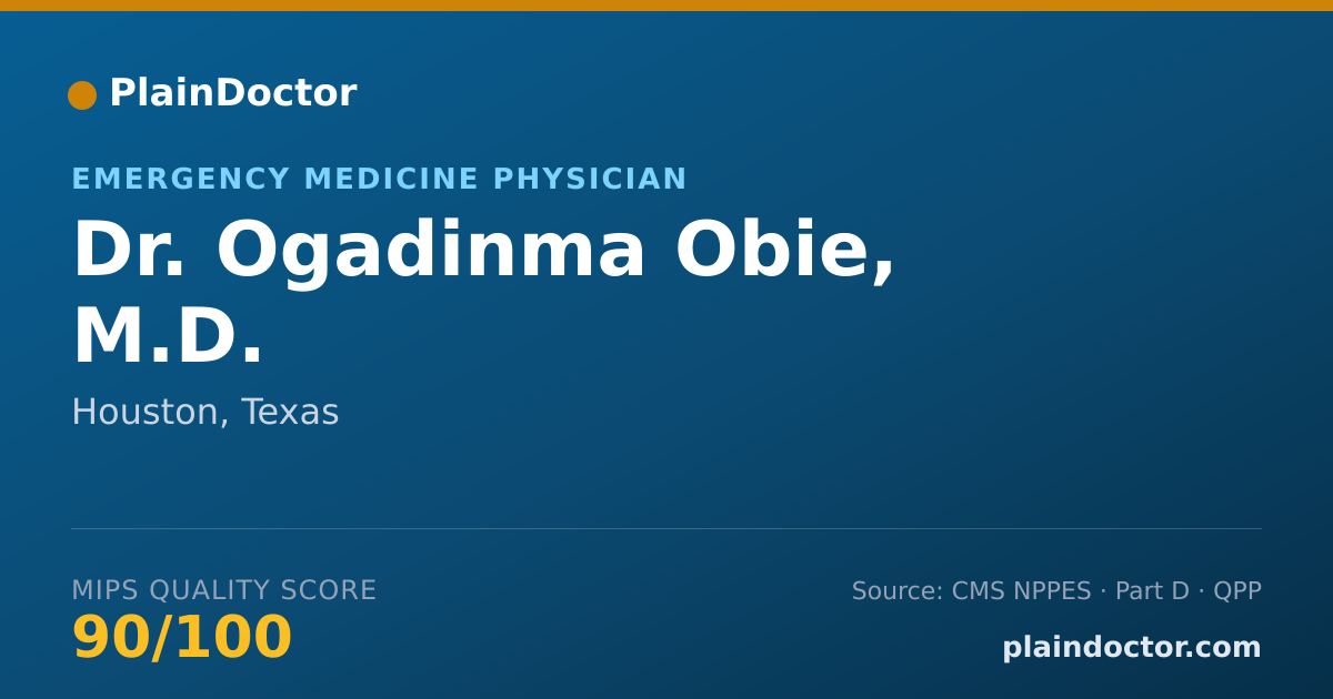 Shareable card for Ogadinma Obie, M.D. - Emergency Medicine Physician, Houston, TX