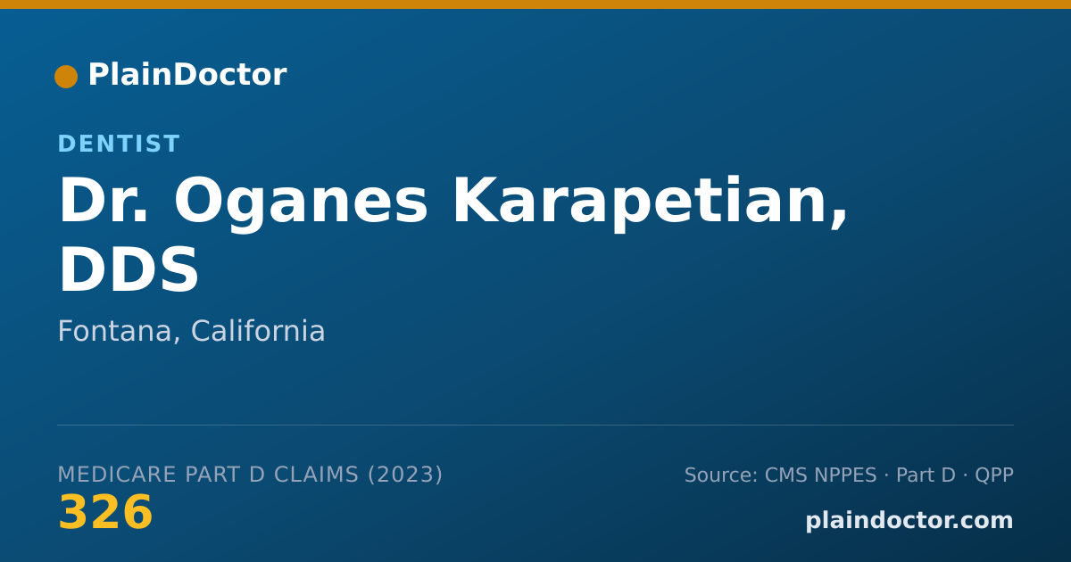 Shareable card for Oganes Karapetian, DDS - Dentist, Fontana, CA