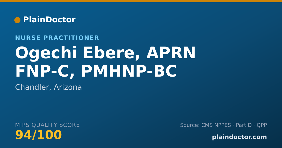 Shareable card for Ogechi Ebere, APRN FNP-C, PMHNP-BC - Nurse Practitioner, Chandler, AZ