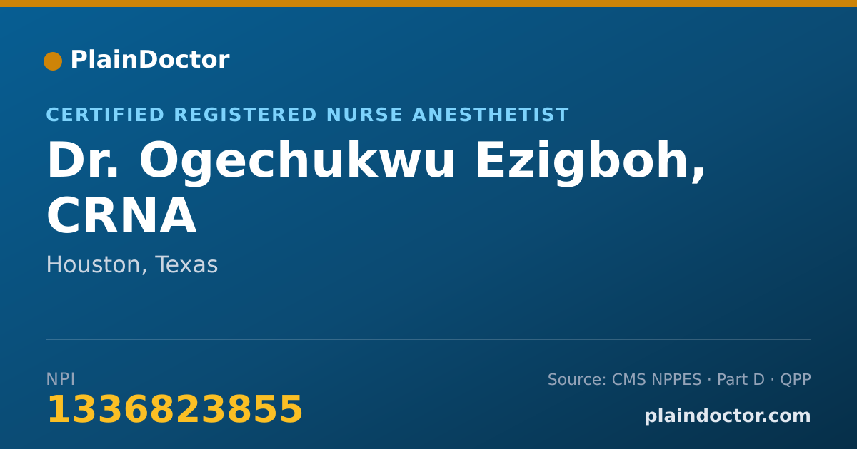 Shareable card for Ogechukwu Ezigboh, CRNA - Certified Registered Nurse Anesthetist, Houston, TX