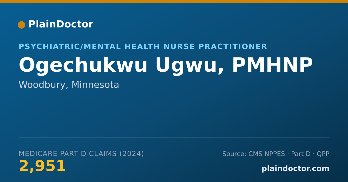 Shareable card for Ogechukwu Ugwu, PMHNP - Psychiatric/Mental Health Nurse Practitioner, Woodbury, MN