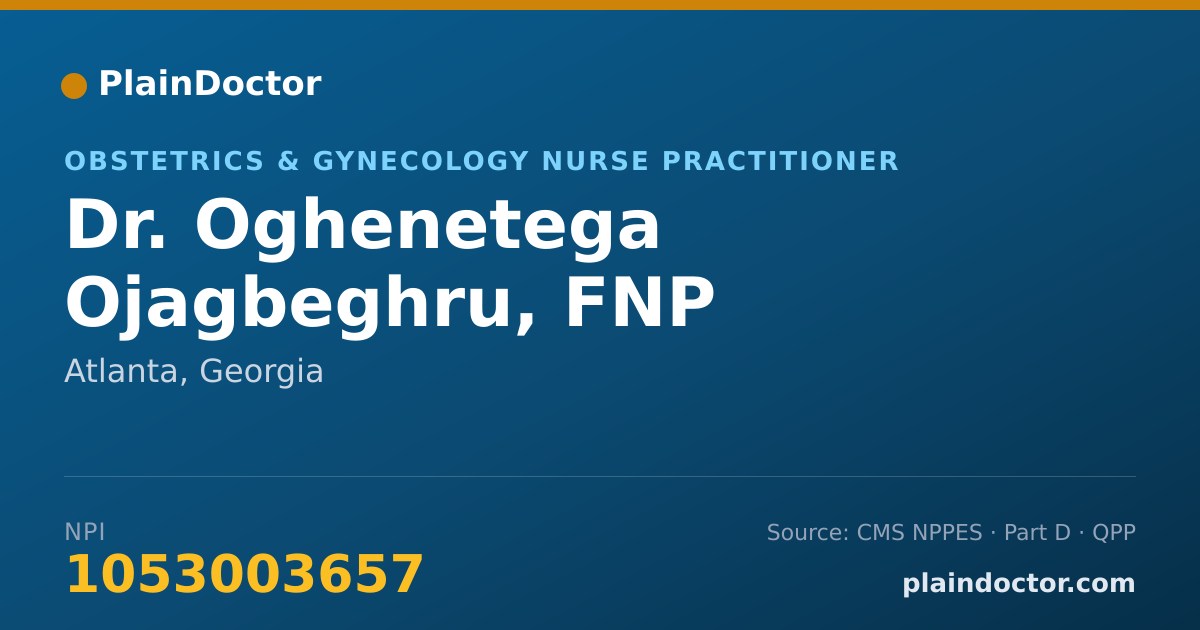 Shareable card for Oghenetega Ojagbeghru, FNP - Obstetrics & Gynecology Nurse Practitioner, Atlanta, GA