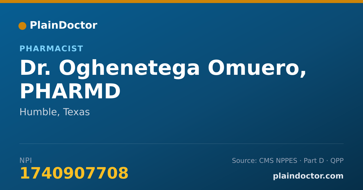 Shareable card for Oghenetega Omuero, PHARMD - Pharmacist, Humble, TX